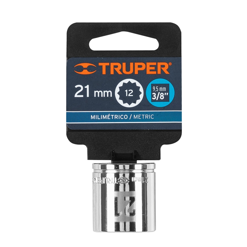 DADO CORTO CUADRO 3/8 HEX METRICO 21MM