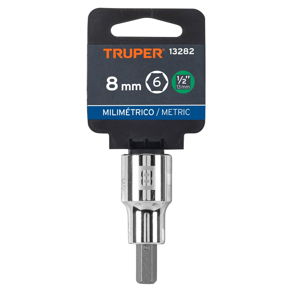 DADO CUADRO R1/2 PUNTA HEXAGONAL 8MM 13282 TRUPER