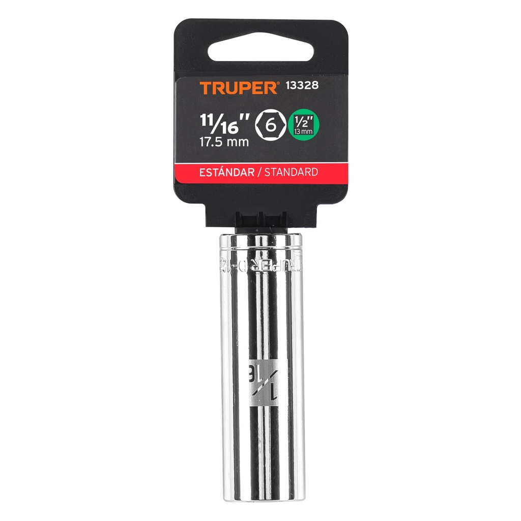 DADO LARGO CUADRO 1/2 HEXAGONAL 11/16 13328 TRUPER