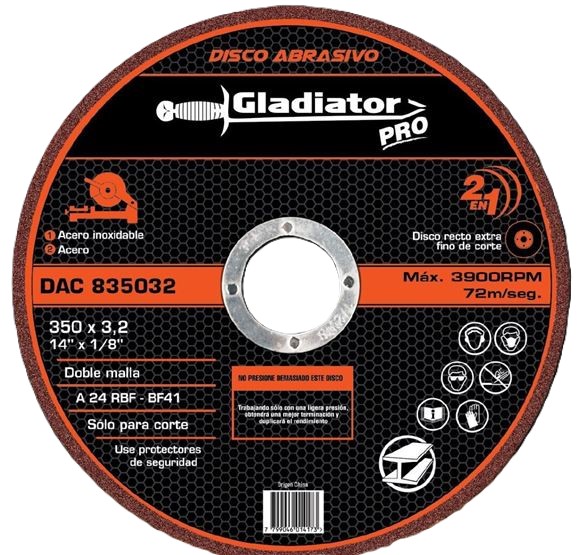 DISCO CORTE ACERO 14" X 1/8" X 1" 835032 GLADIATOR