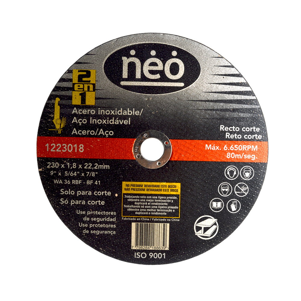 DISCO CORTE METAL 9"X5/64,2MM; 1223018 NEO