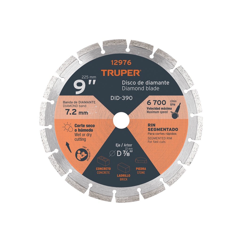 DISCO DE DIAMANTE RIN SEGMENTADO 9" 12976 TRUPER