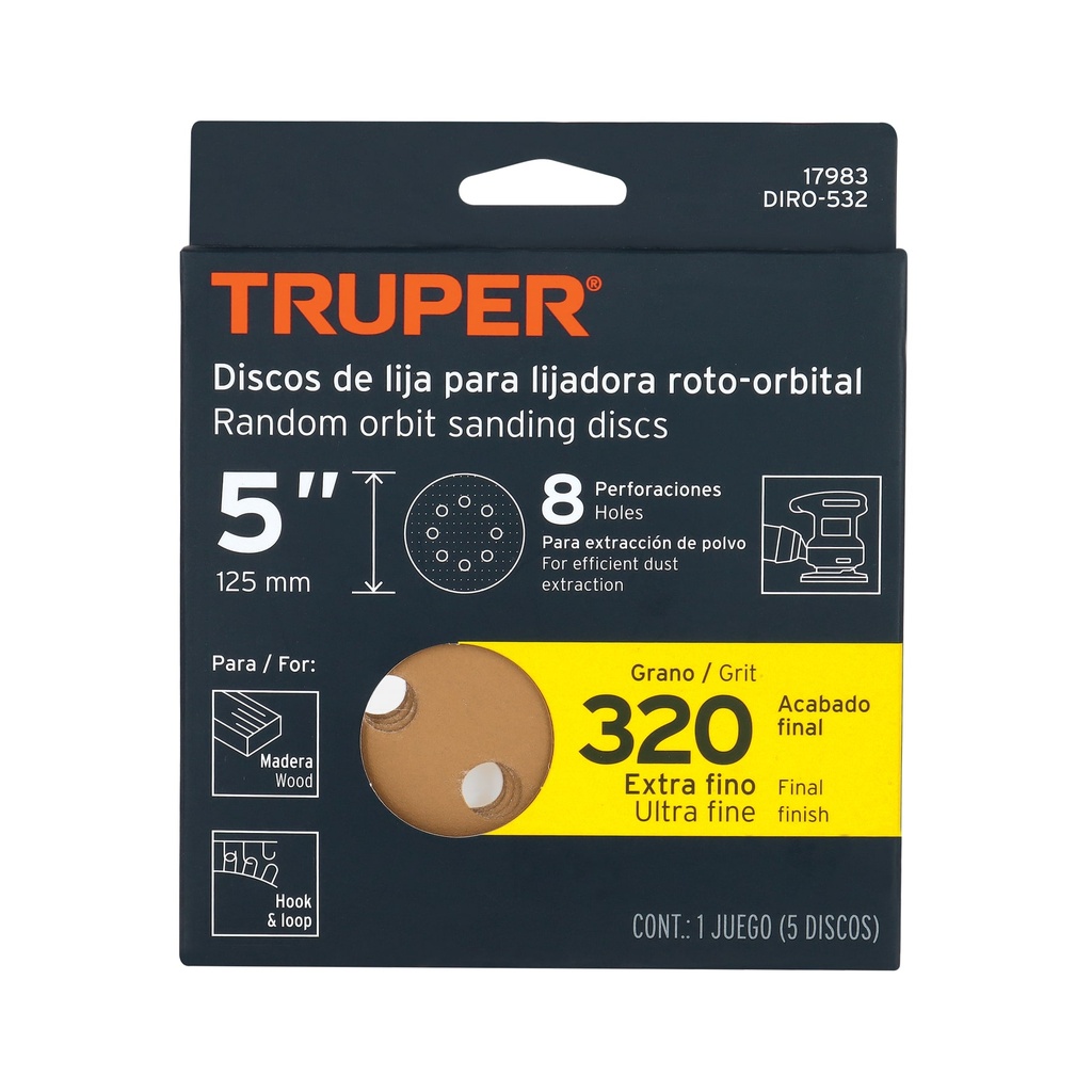 DISCO DE LIJA 5" GRANO 320 17983 TRUPER