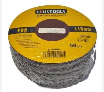 DISCO DE LIJA CON VELCRO 115MM #80 LJV480 UYUSTOOLS