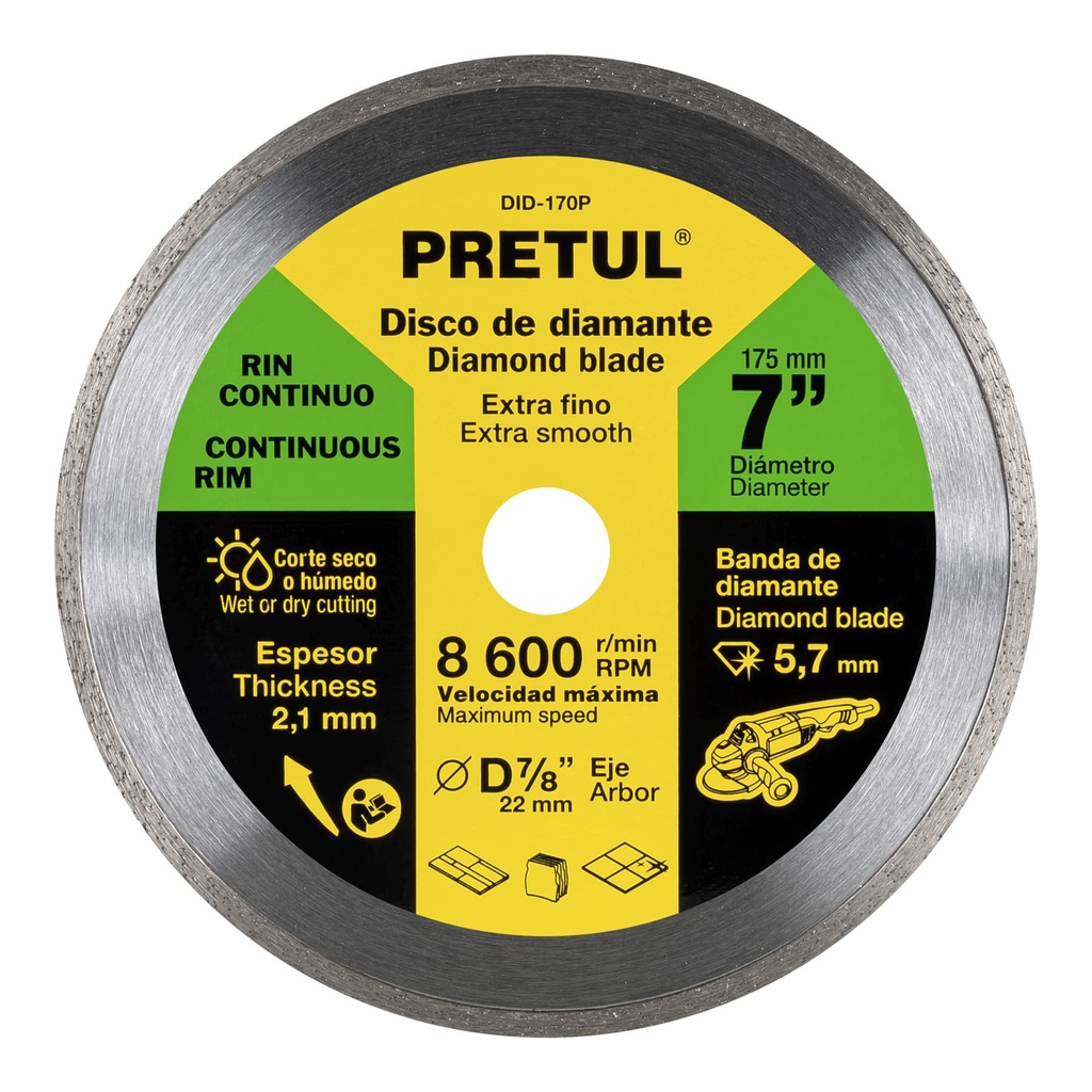 DISCO DIAMANTE CONTINUO 7" 21000 PRETUL