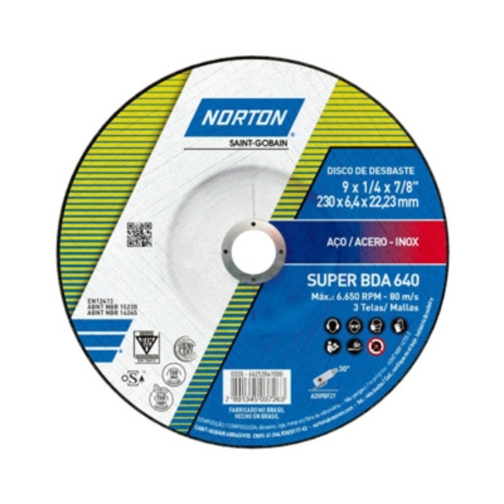DISCO PARA PULIR AZUL SUPER BDA640 DE 9" NORTON