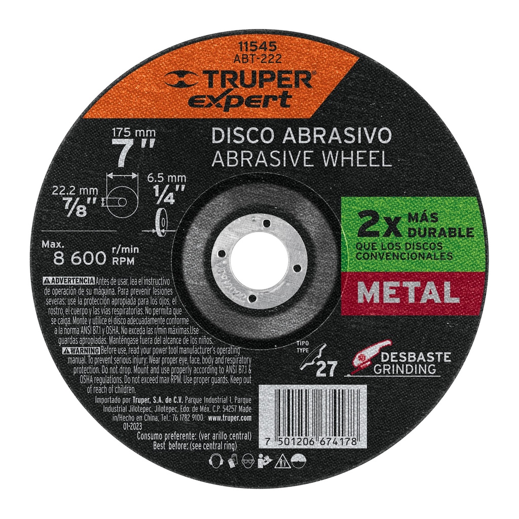 DISCO PARA PULIR METAL 7" 11545 TRUPER