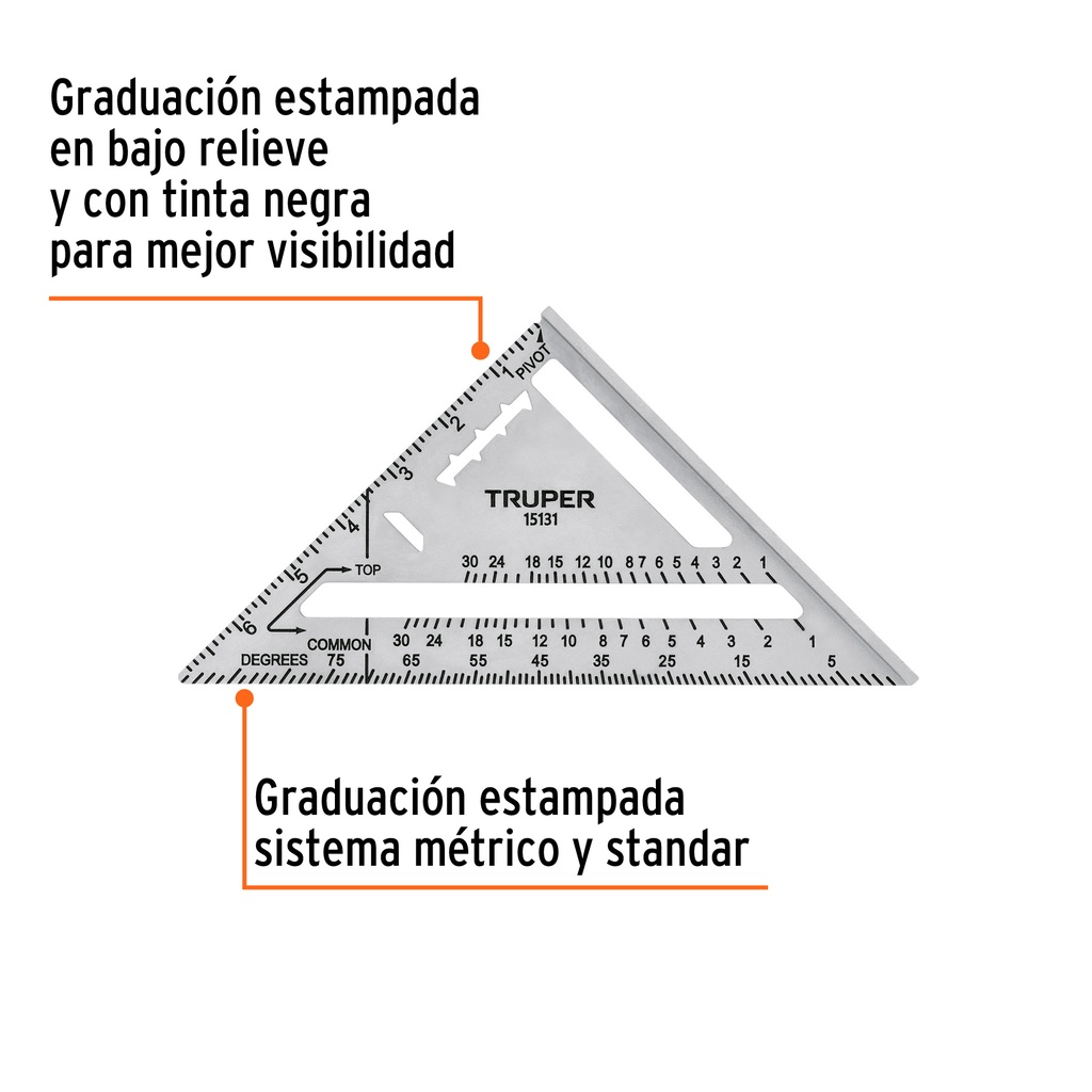 ESCUADRA DE ALUMINIO PARA TABLAROCA 7" 15131 TRUPER