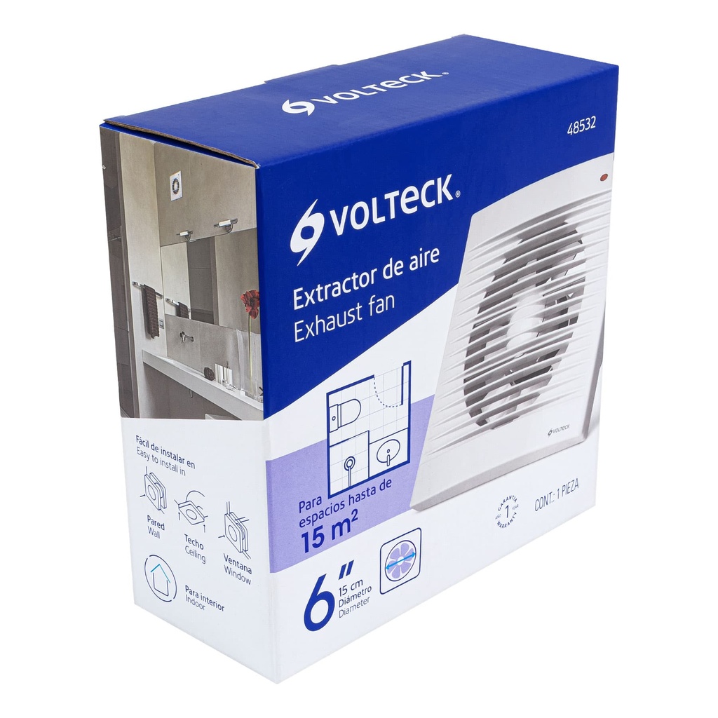 EXTRACTOR DE AIRE DE 6"", BLANCO 48532 VOLTECK