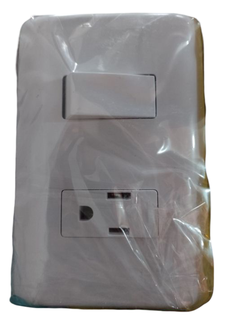 GM1203 PLACA CON UNA TOMA POLARIZADA Y APAGADOR PREMIUM BLANCA CM01054