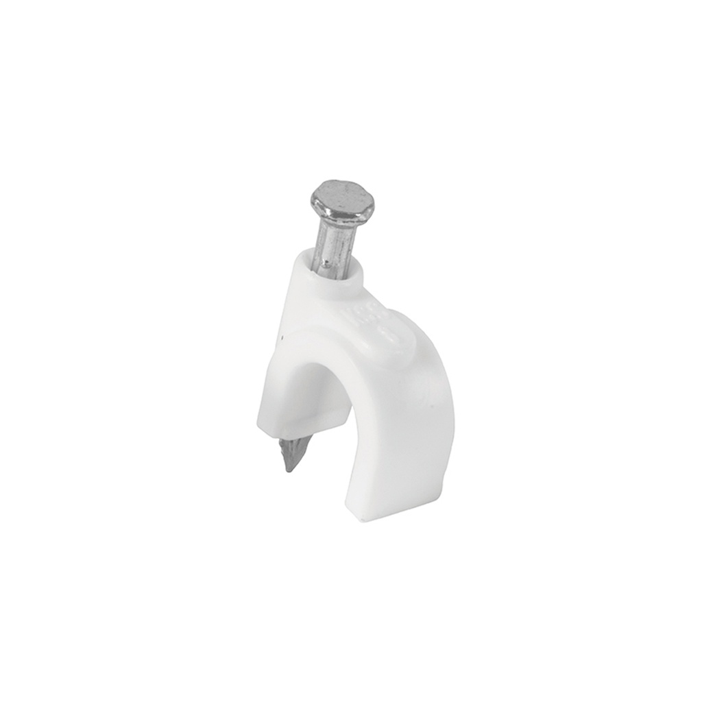 GRAPA CURVA PARA CABLE DE 6 MM, BLANCA C/U