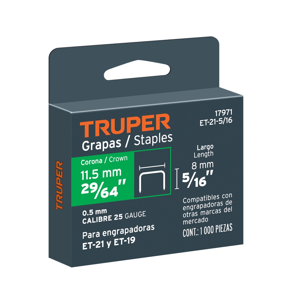 GRAPA P/PISTOLA ET-21 DE 5/161000 PZAS 17971 TRUPER