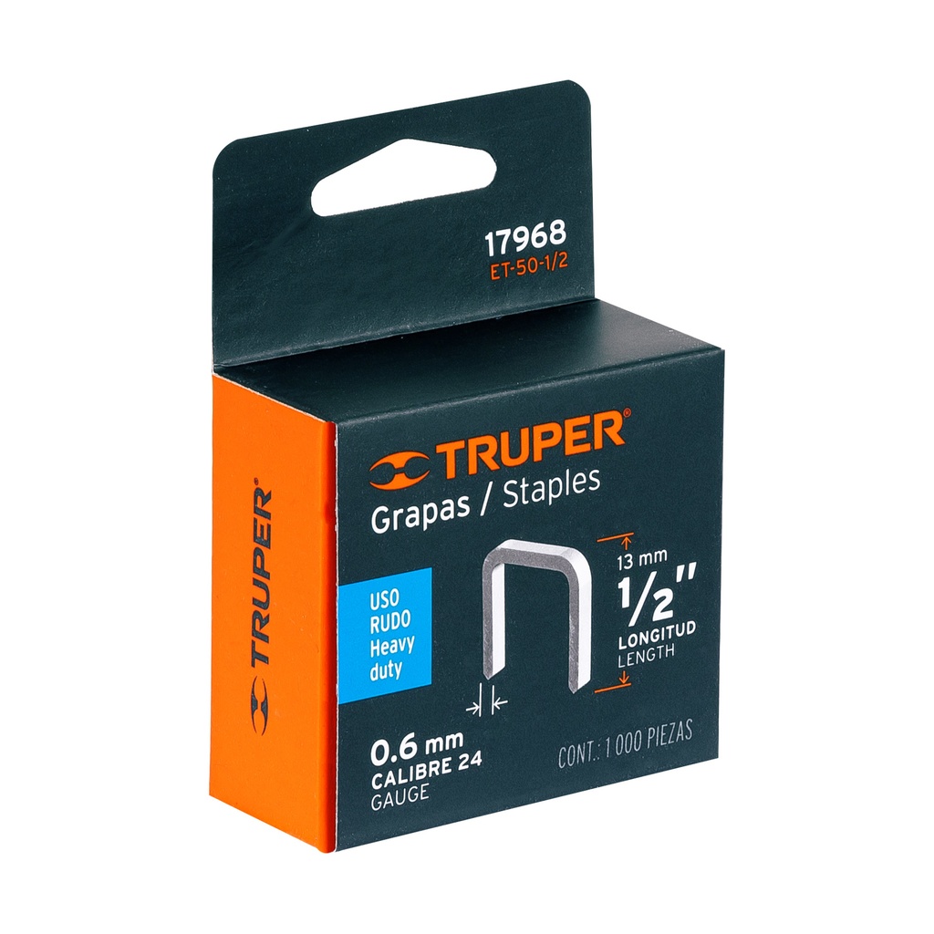 GRAPA P/PISTOLA ET-50 DE 1/2 1000 PZAS 17968 TRUPER