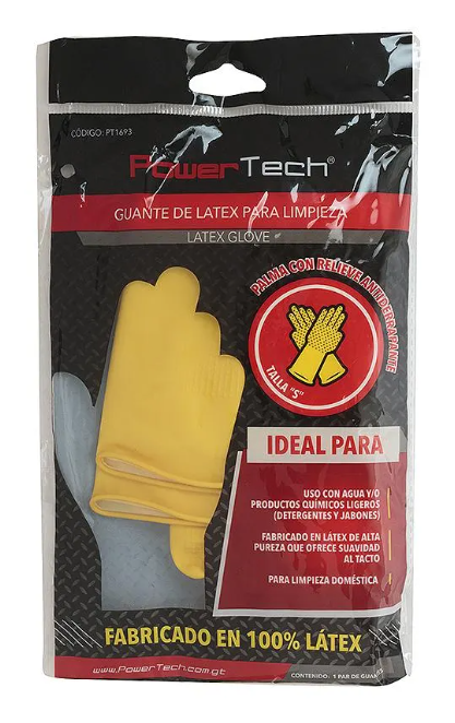 GUANTE DE LATEX PARA LIMPIEZA TALLA 7/S PT1693 POWER TECH