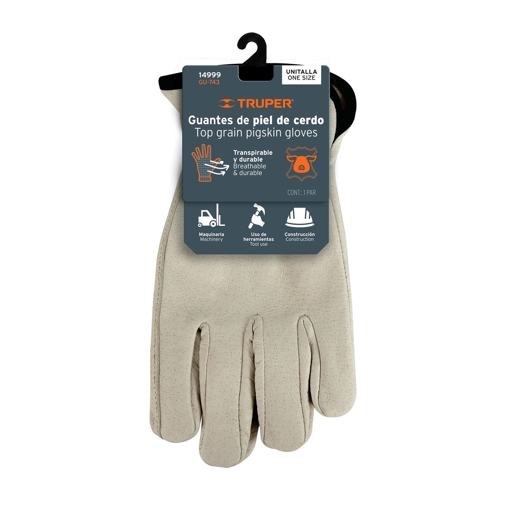 GUANTE DE PIEL DE CERDO CON PUÑO ELASTICO 14999 TRUPER