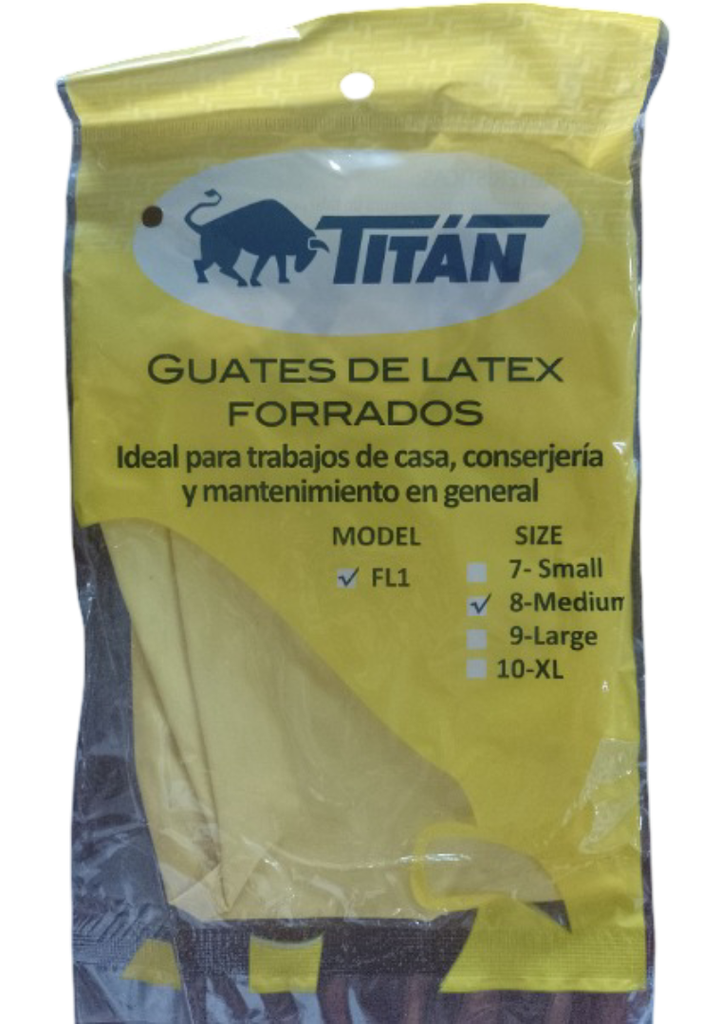 GUANTES DE LATEX FORRADOS TITAN 8M FL1