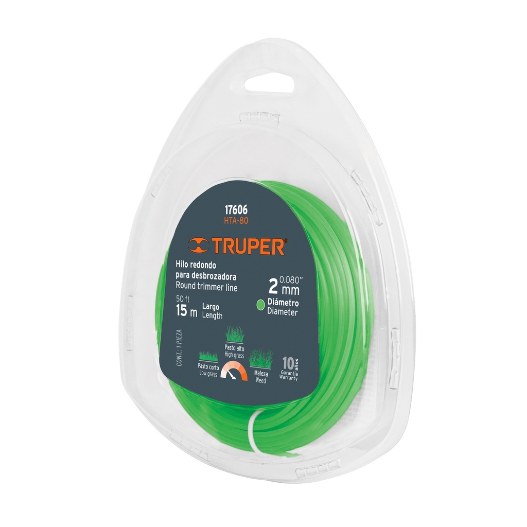 HILO PARA DESBROZADORA 2MM X 15M 17606 TRUPER