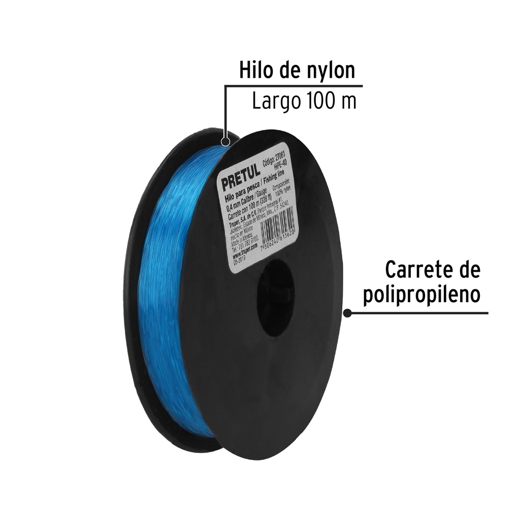 HILO PARA PESCA, 100 M, CALIBRE 1.00 MM"
