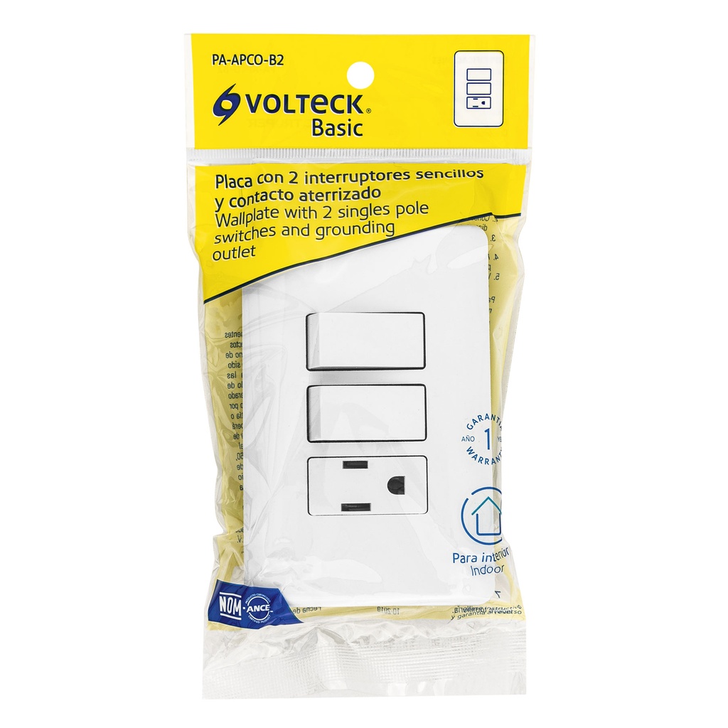 INTERRUPTOR DOBLE +TOMA SENCILLO 25081 VOLTECK