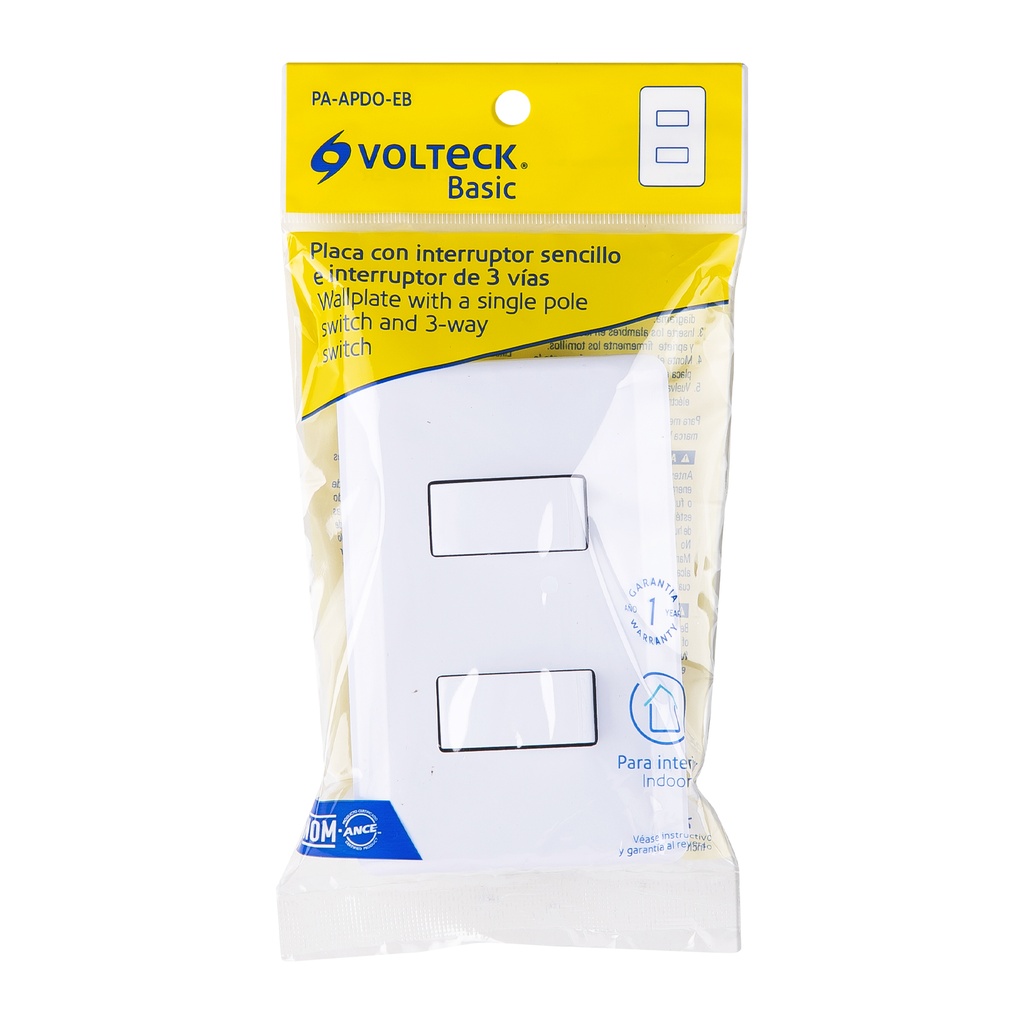 INTERRUPTOR SENCILLO Y DE 3 VIAS CON PLACA 25085