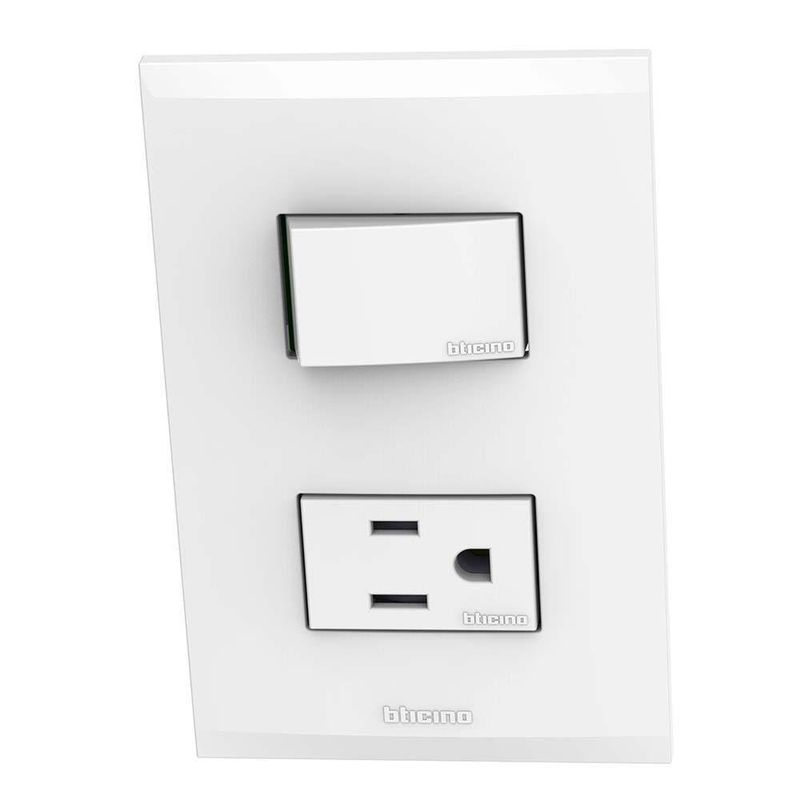 INTERRUPTOR Y 1 TOMA BTICINO BLANCO AE2231EB