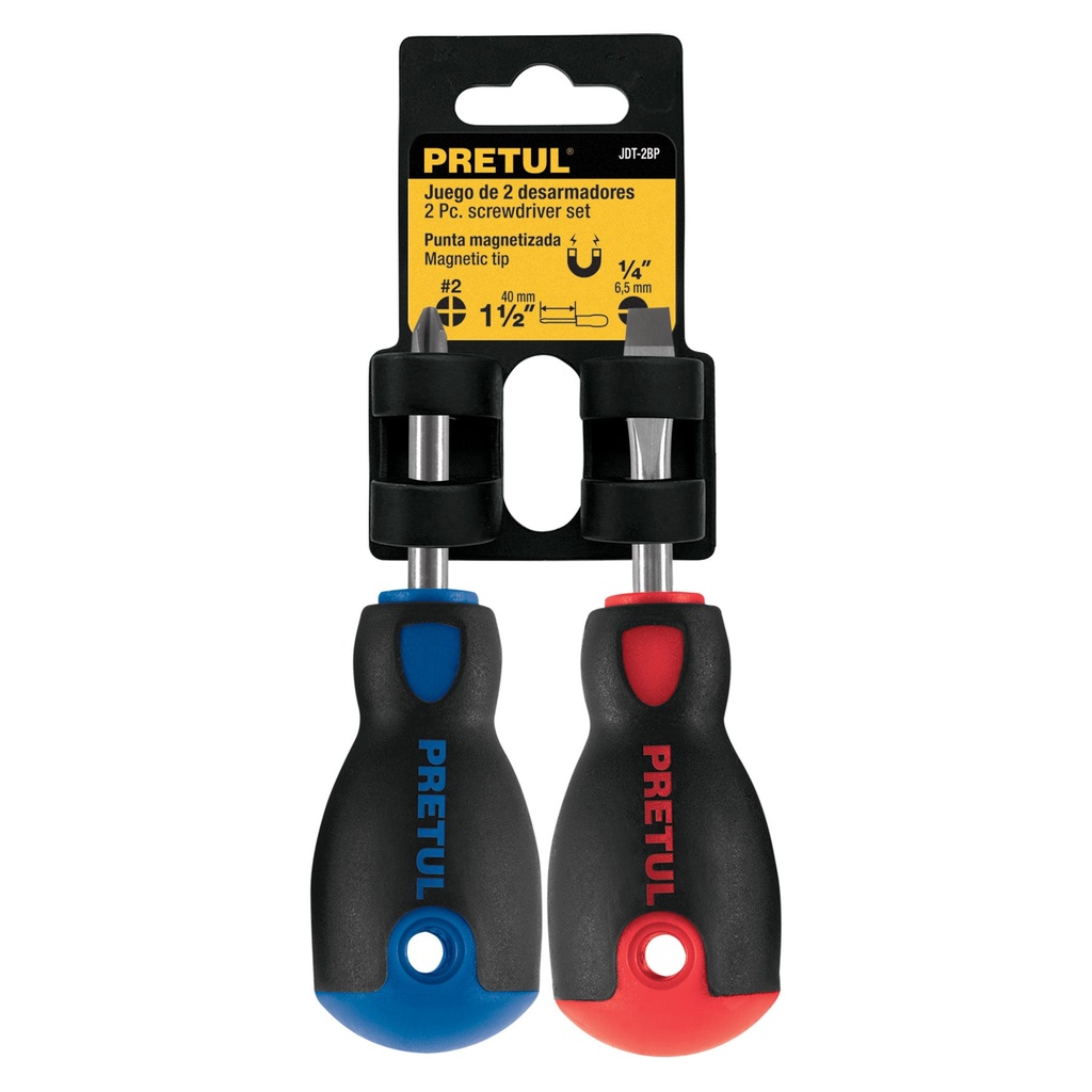 JUEGO 2 DESARMADORES,MANGO PVC,1/4X1-1/2 20217 PRETUL