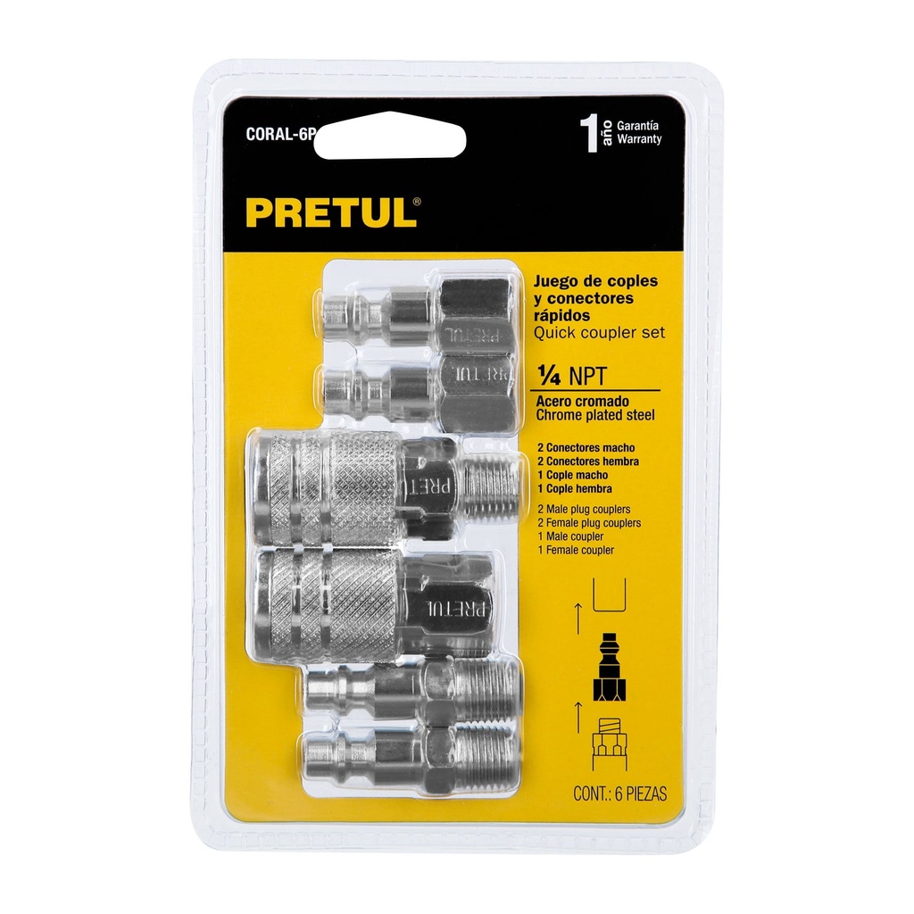 JUEGO 4 CONECTORES Y 2 COPLES 27030 PRETUL