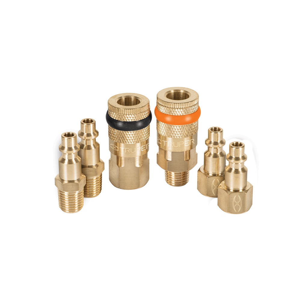 JUEGO 4 CONECTORES Y 2 COPLES P/COMPRESOR 18075 TRUPER