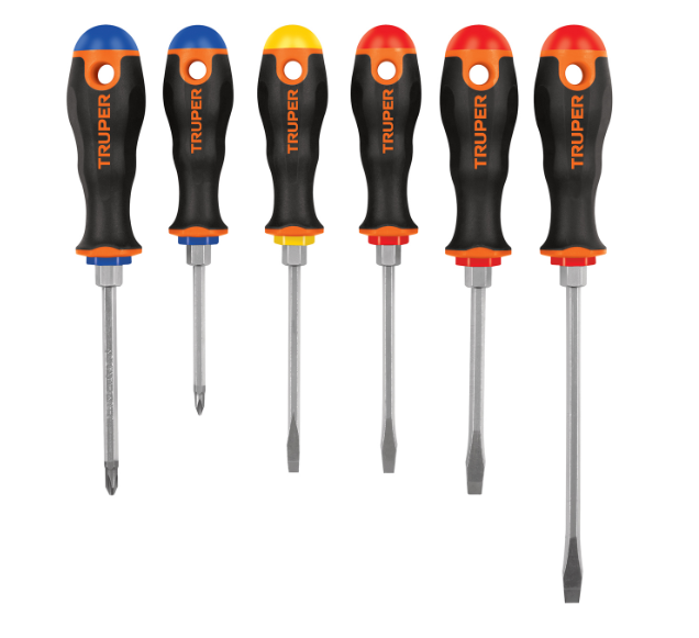 JUEGO DE 6 DESARMADORES MANGO COMFORT GRIP