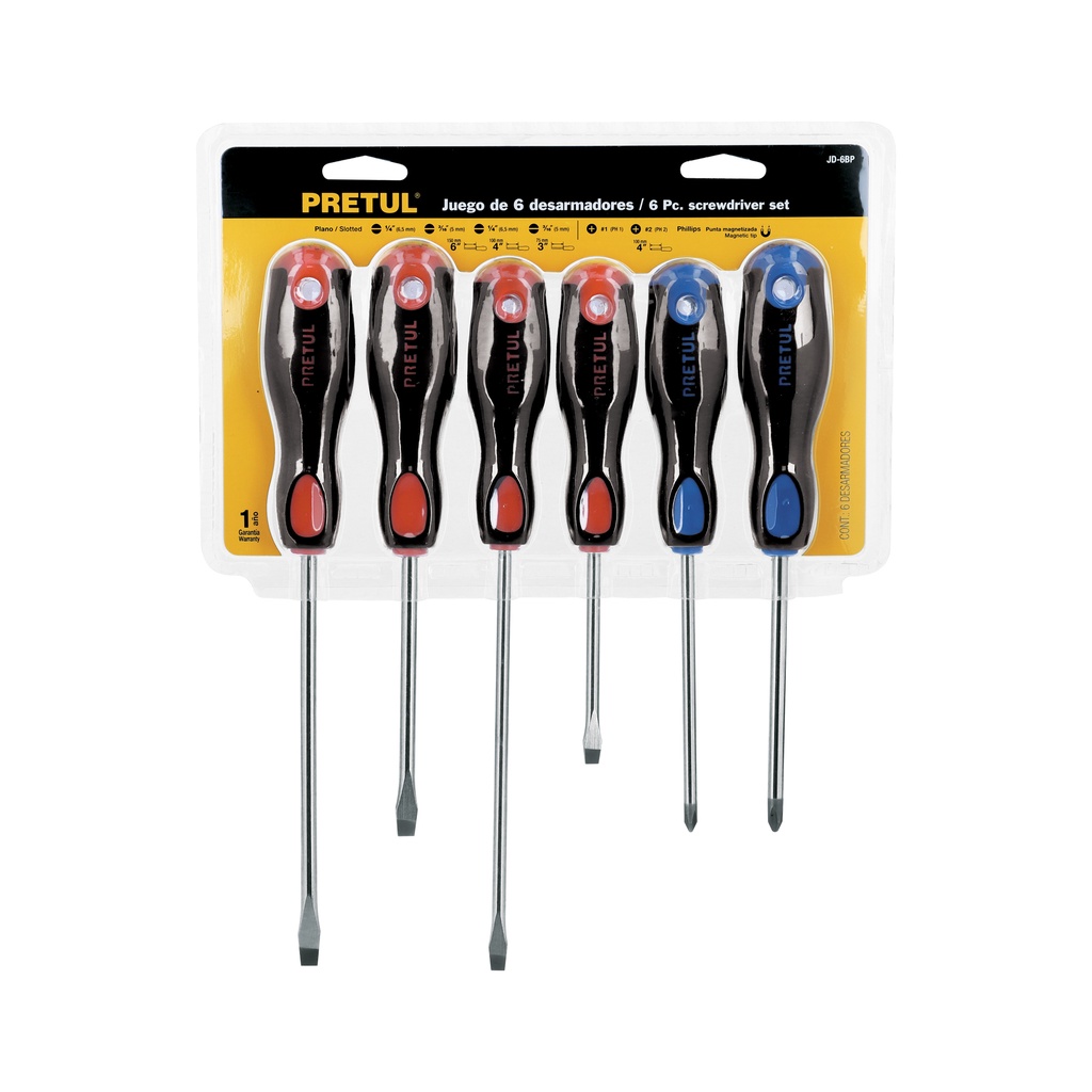JUEGO DE DESARMADORES, 6 PZAS, 20220 PRETUL