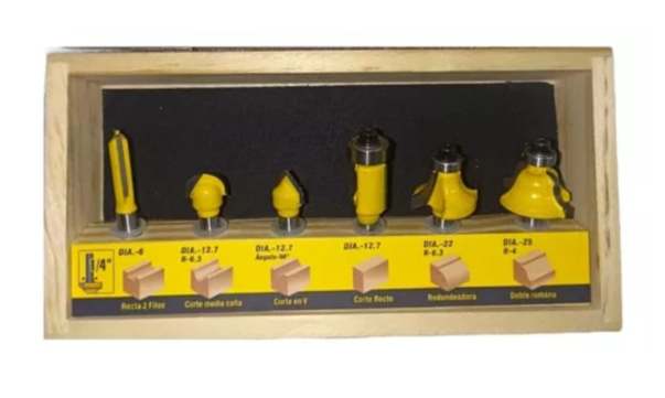JUEGO DE FRESAS 1/4 PARA MADERA 6 PCS