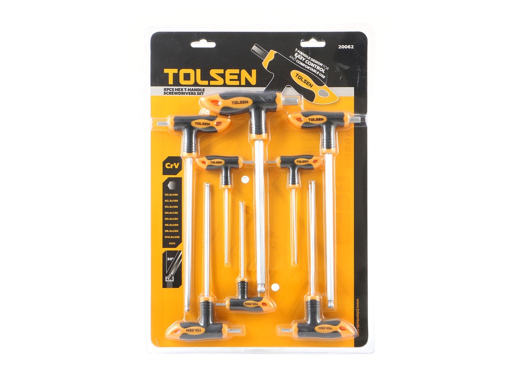 JUEGO DESTORNILLADORES MANGO TIPO T ALLEN 8PZ 20062 TOLSEN