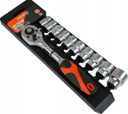 JUEGO RATCHET Y COPAS 3/8, 11 PCS, 10 - 22 mm, 16208 KENDO