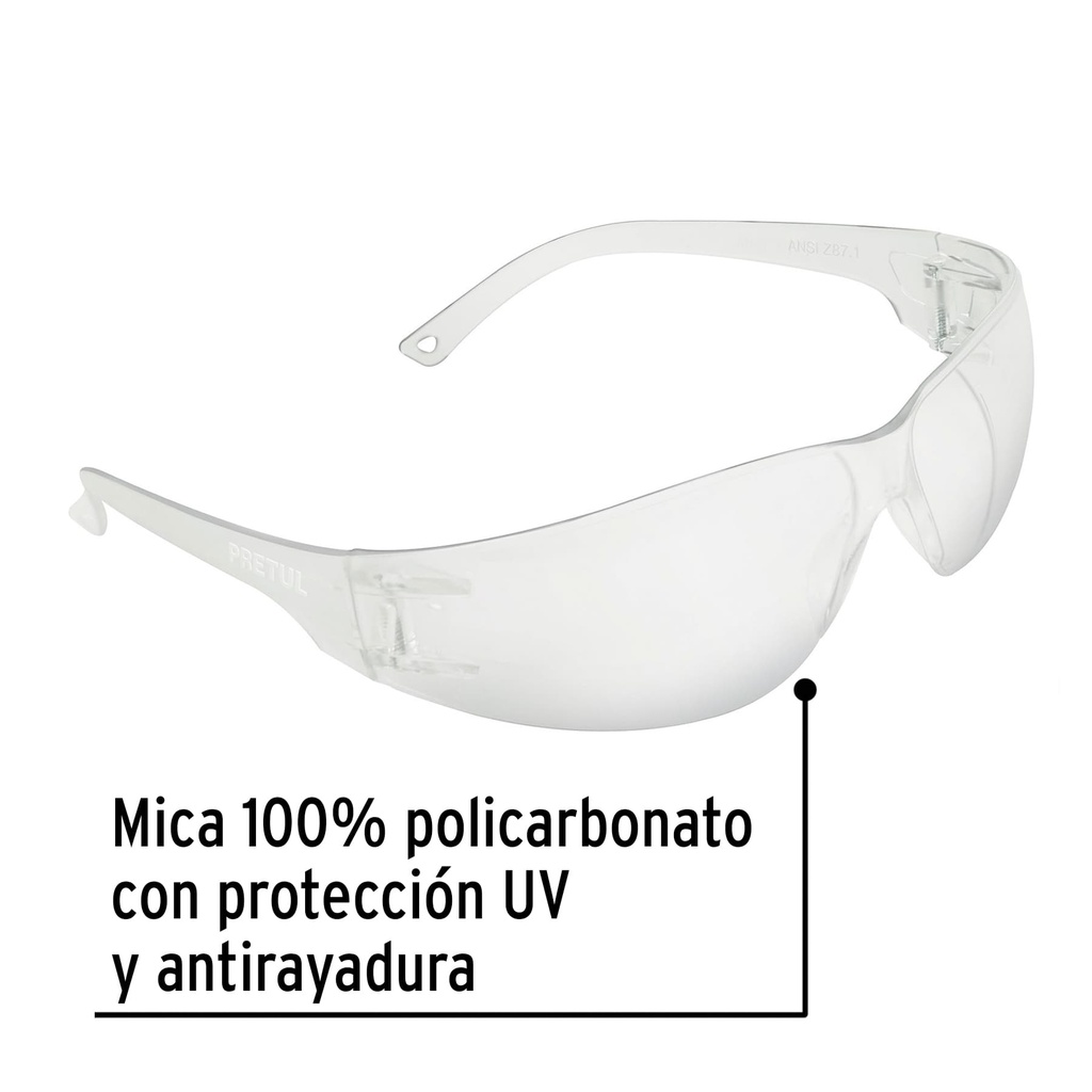 LENTES DE SEGURIDAD TRANSPARENTE 20401 PRETUL