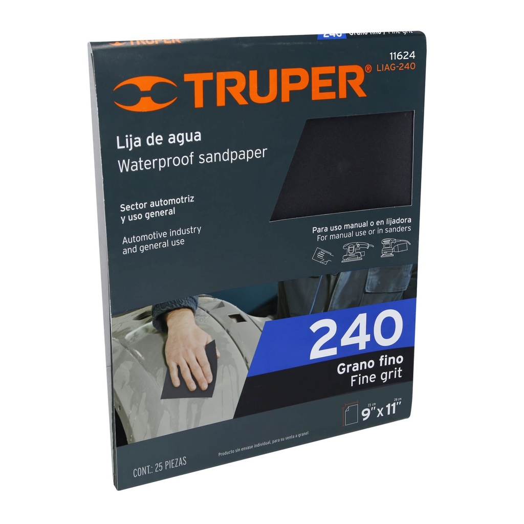 LIJA DE AGUA GRANO 240 PAPEL IMPERMEABLE (MULTIPLO:25)