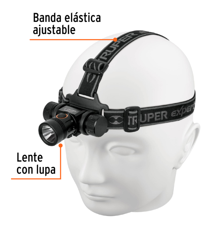 LINTERNA CABEZA, 250LM 1LED, RECARGABLE 18435 TRUPER