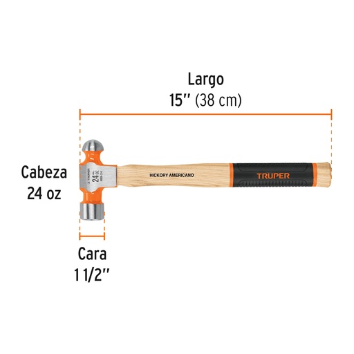 [16903] MARTILLO D/BOLA 24 OZ PULIDO MGO/ HICHORY 16903 TRUPER