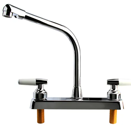 [290499009] MEZCLADORA DE LATON CUERPO PLASTICO P/FREGADERO MANIJA DE PALANCA BLANCA CUELLO L METAL 4484