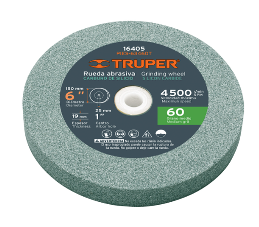 [16405] PIEDRA PARA ESMERIL 6 X 3/4" CARBURO DE SILICIO GRANO 60 16405 TRUPER