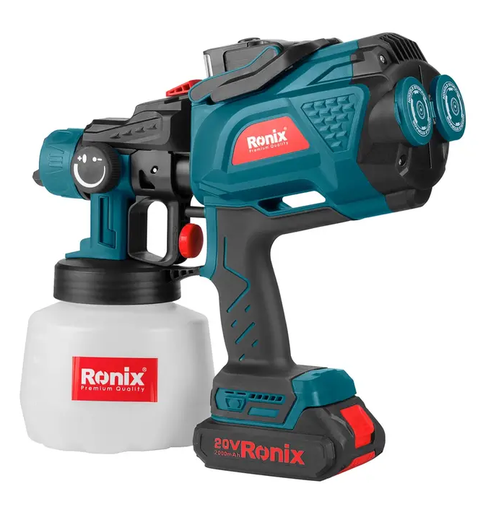 [203270059] PISTOLA PARA PINTAR INALAMBRICA 1200ML 20V CON 2 BATERIAS DE 2AH Y CARGADOR 8604 RONIX