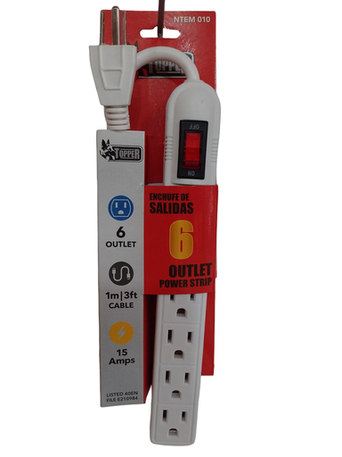 [NTEM010] REGLETA C/EXTENSION 6 SALIDAS TOPPER