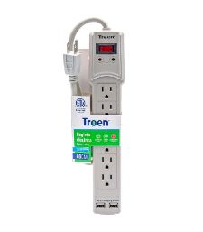 [IP2200022] REGLETA TROEN ALTA CALIDAD 6 TOMAS C/ENTRADA A TIERRA 125V ETR-H1402