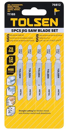 [76812] SEGUETA PARA METAL 12 DIENTES 5 PZAS 76812 TOLSEN
