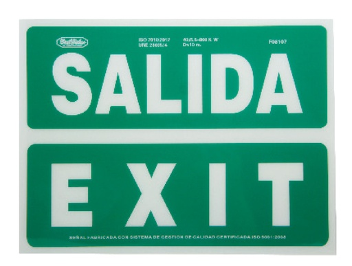 [F08107] SEÑAL DE SEGURIDAD "SALIDA/EXIT" F08107 BEST VALUE