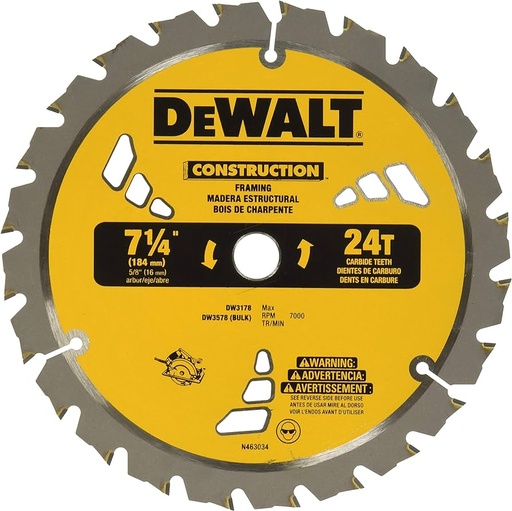 [DW3178] SIERRA CIRCULAR 7 X 1/4 X 5/8" 24D DW3178 DEWALT