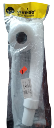 [VK1006] SIFON EXTENSIBLE BLANCO CON DRENAJE CROMADO 1 1/4" VIKINGO
