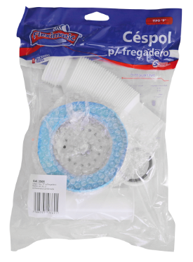 [3603] SIFON FLEXIBLE 80 CM C/CANASTA CUBIERTA ACERO INOX P/LAVATRASTROS 3603 FLEXIMATIC