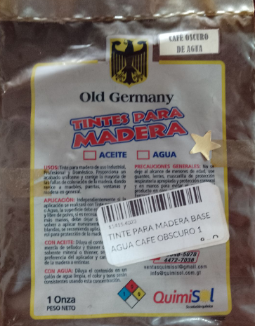 [4023] TINTE PARA MADERA BASE AGUA CAFE OBSCURO 1 ONZ