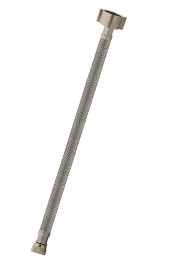 [8615.] TUBO DE ABASTO #04 3/8" X 1/2" X 16" ACERO INOXIDABLE SUVAL