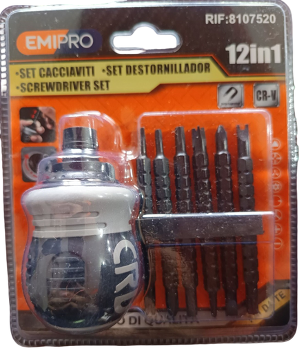[8107520] SET DE DESARMADOR 12 EN 1 07520 EMIPRO